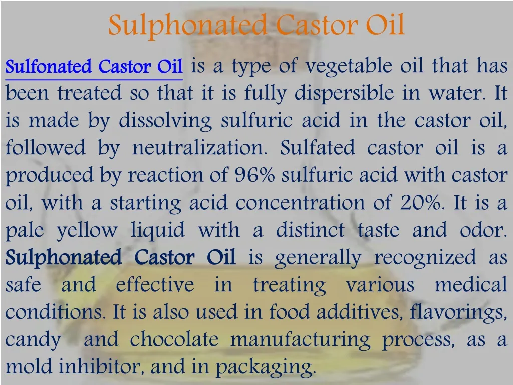 sulphonated castor oil n.