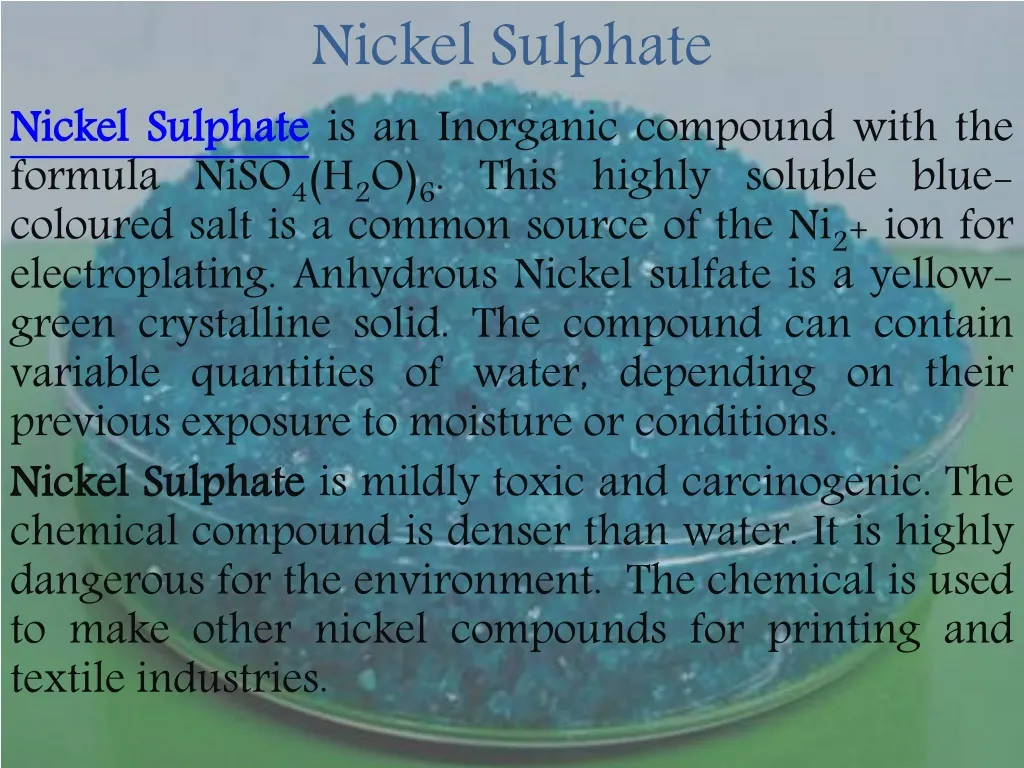 nickel sulphate n.
