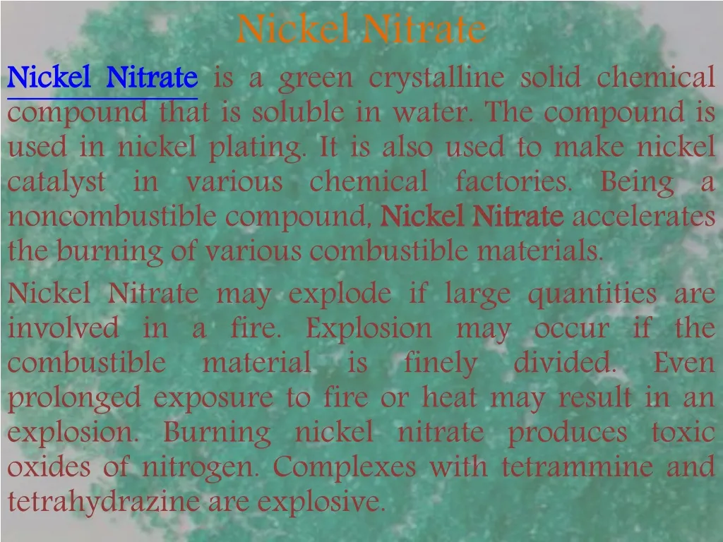 PPT Nickel Nitrate PowerPoint Presentation, free download ID1497226