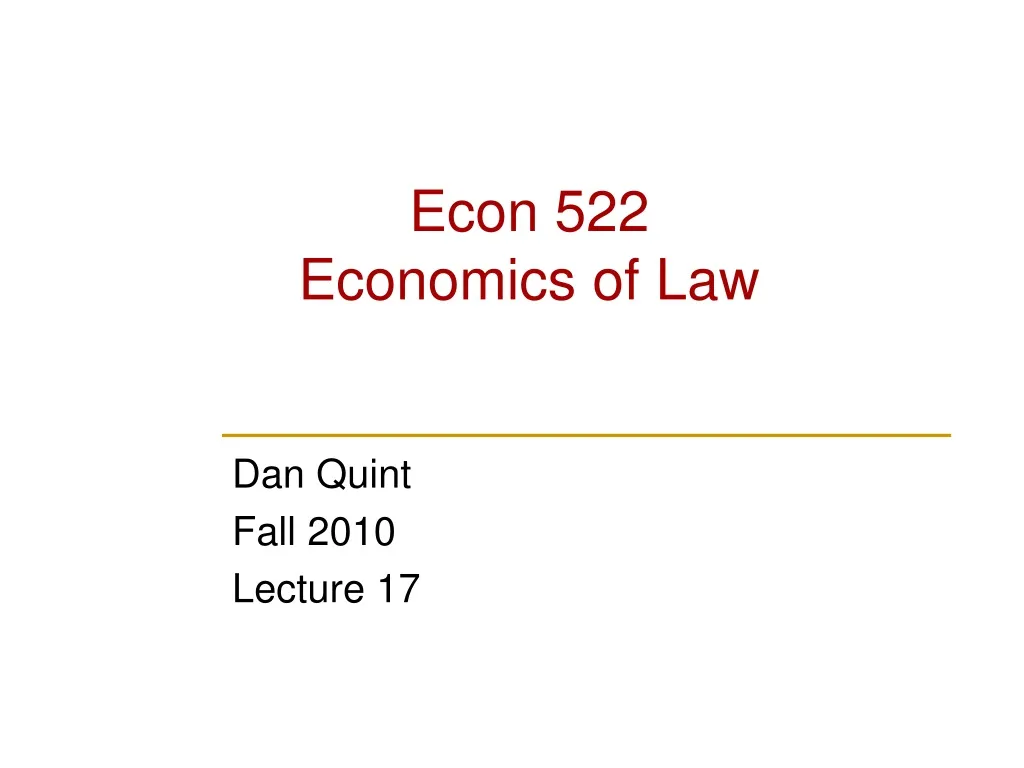 econ 522 economics of law n.