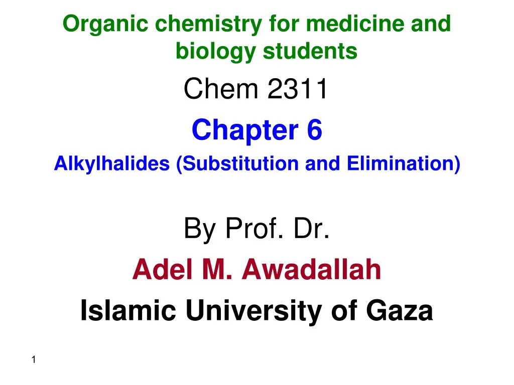 organic chemistry for medicine and biology n.