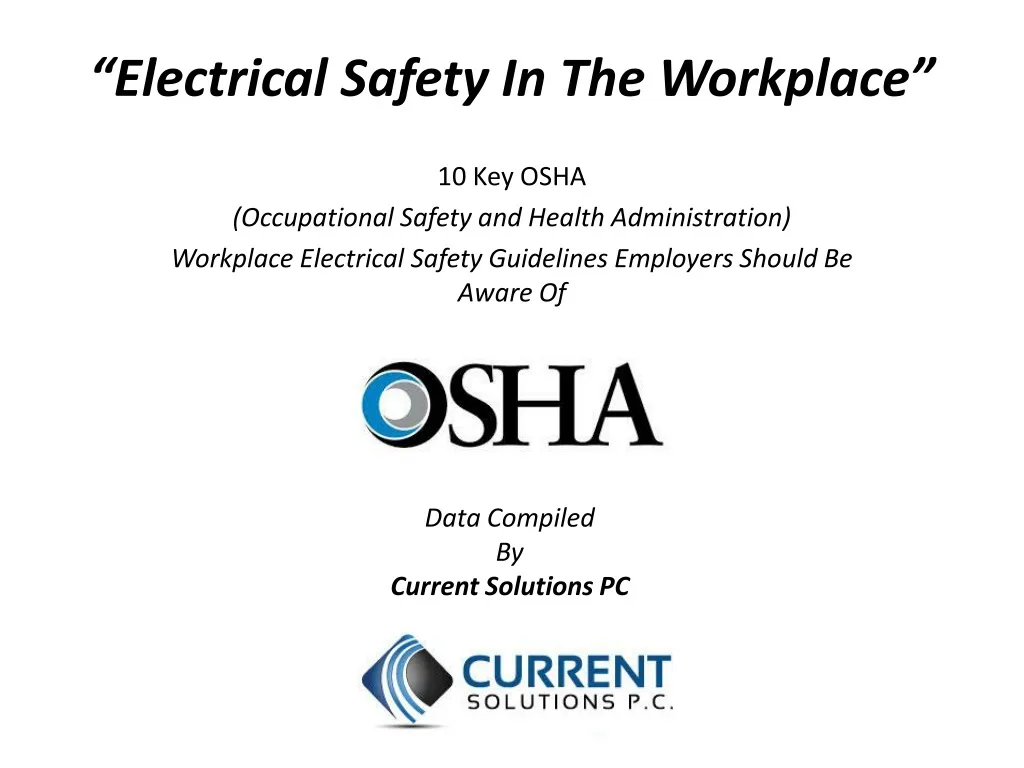 PPT Electrical Safety In The Workplace PowerPoint Presentation, free