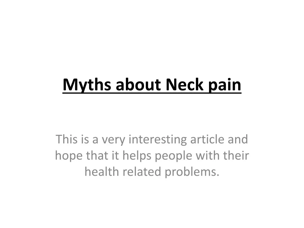 myths about neck pain n.