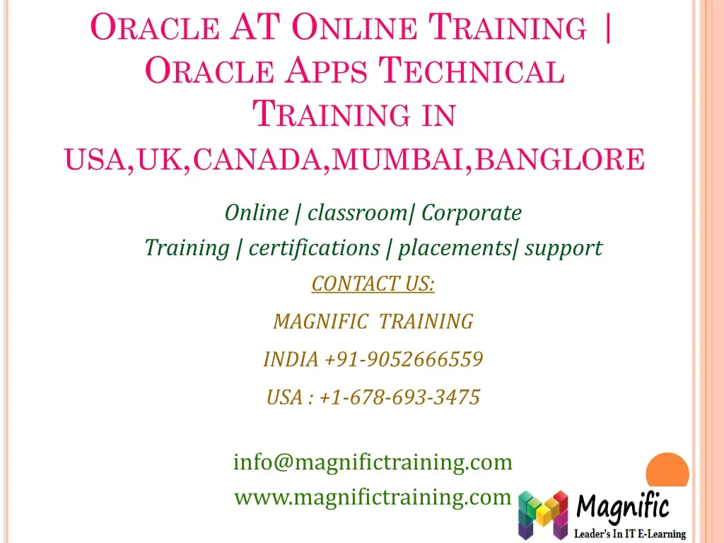 Ppt Oracle At Online Training Oracle Apps Technical Training In
