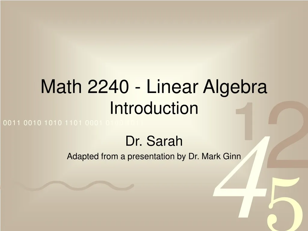 math 2240 linear algebra introduction n.