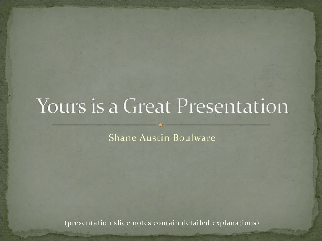 yours is a great presentation n.