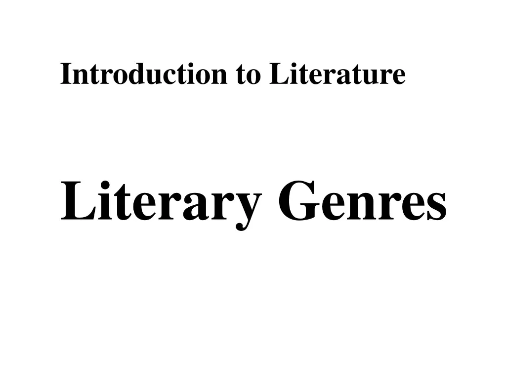 introduction to literature literary genres n.