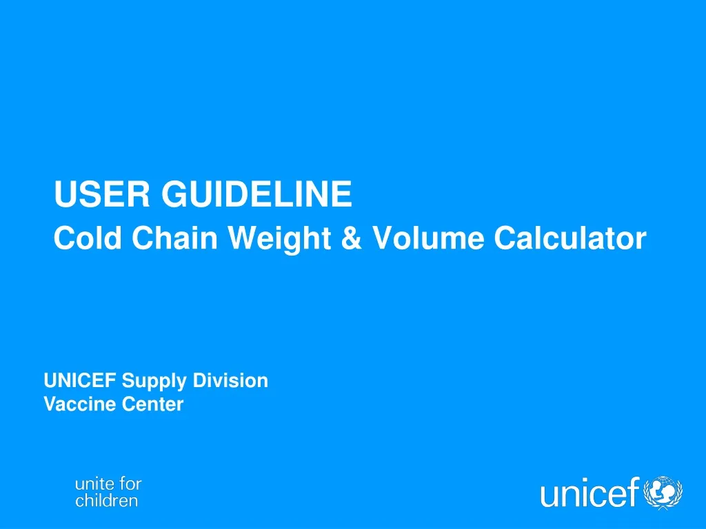 user guideline cold chain weight volume calculator n.