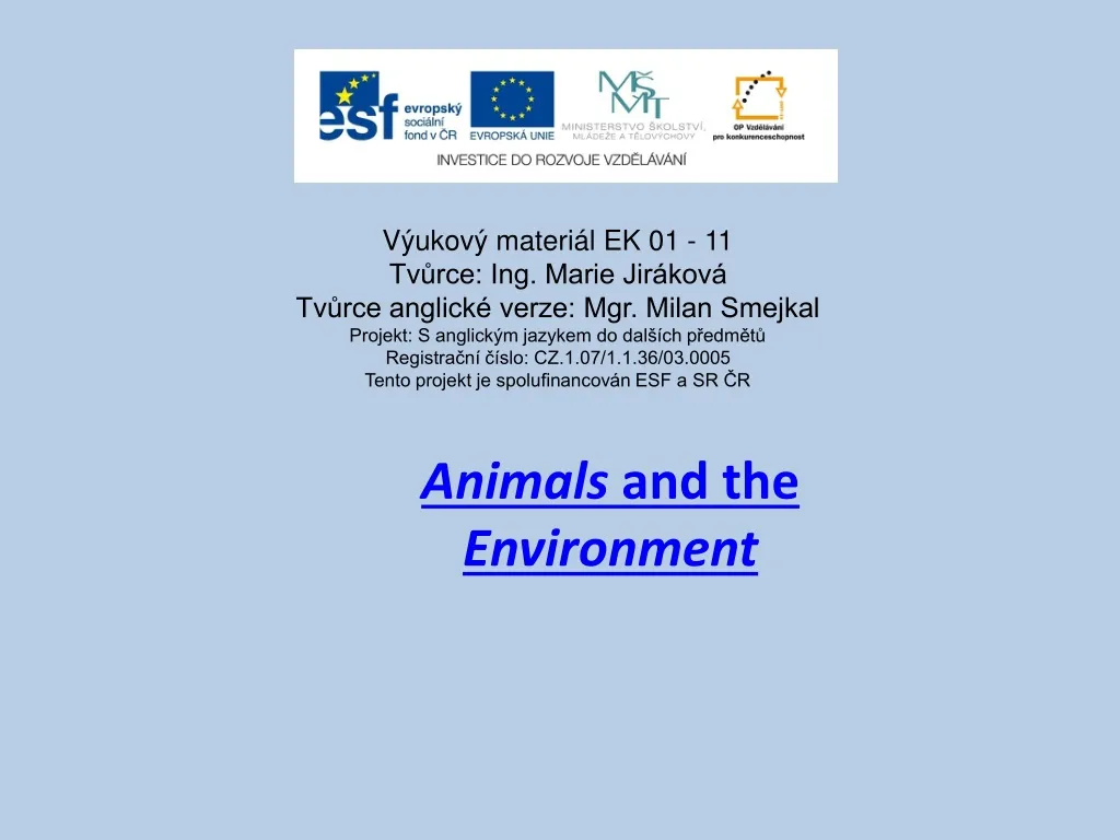 animals and the environment n.
