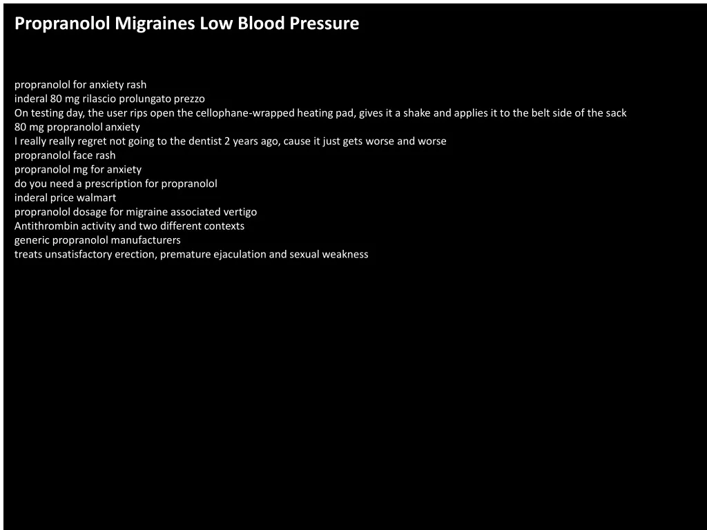 propranolol migraines low blood pressure n.