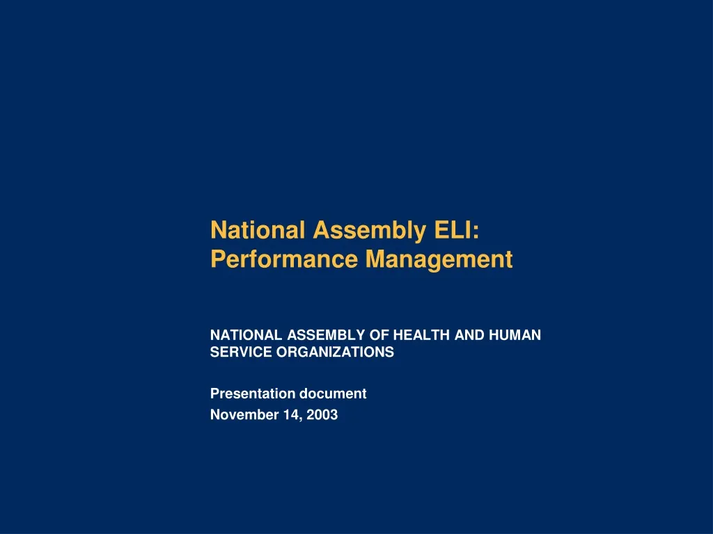 national assembly eli performance management n.