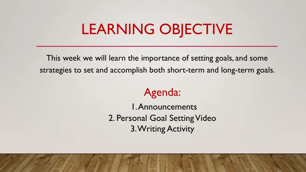 learning objective n.