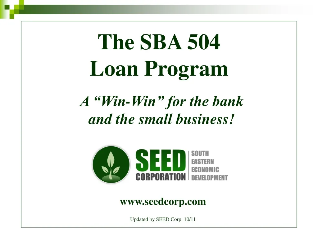 PPT - The SBA 504 Loan Program PowerPoint Presentation, Free Download ...