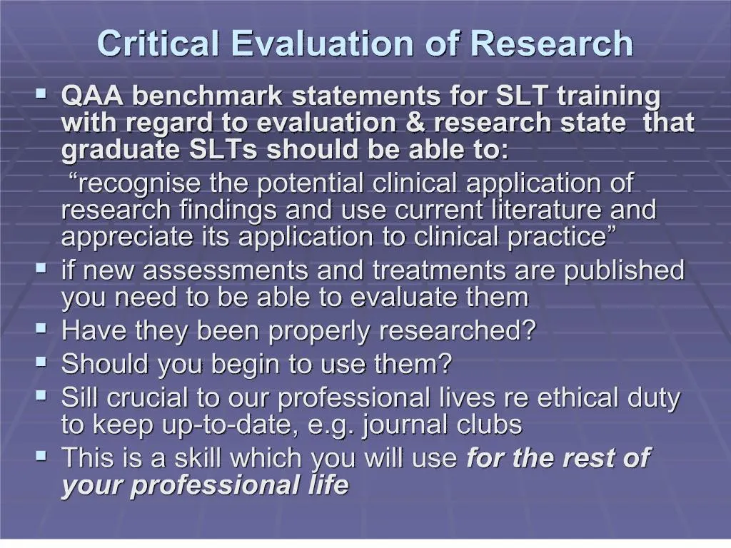 critical evaluation of research methodology