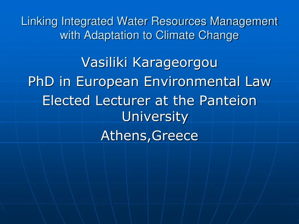 linking integrated water resources management with adaptation to climate change n.