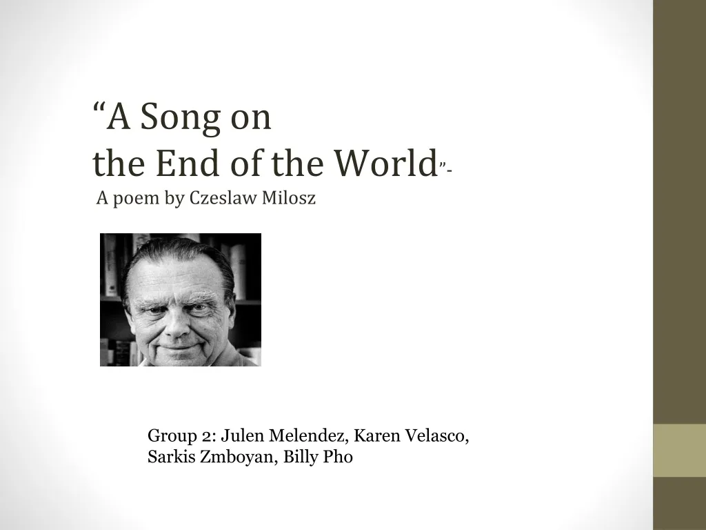 a song of the end of the world poem