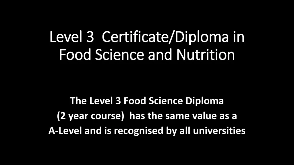 level 3 certificate diploma in food science and nutrition n.
