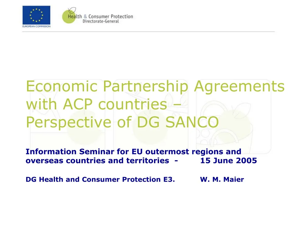 economic partnership agreements with acp countries perspective of dg sanco n.