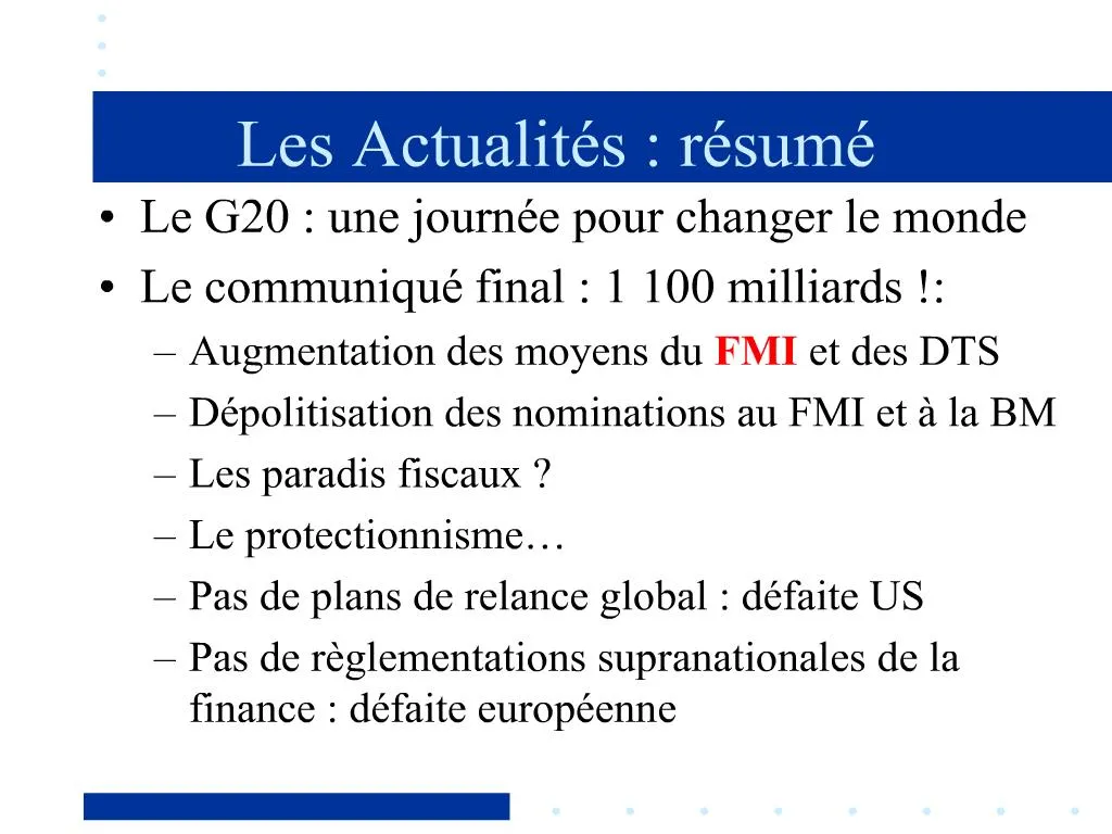 PPT - Les Actualit S : R Sum PowerPoint Presentation, Free Download ...