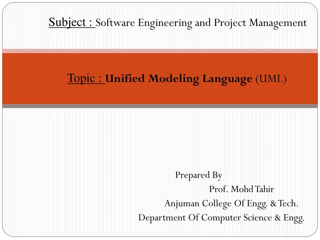 subject software engineering and project n.