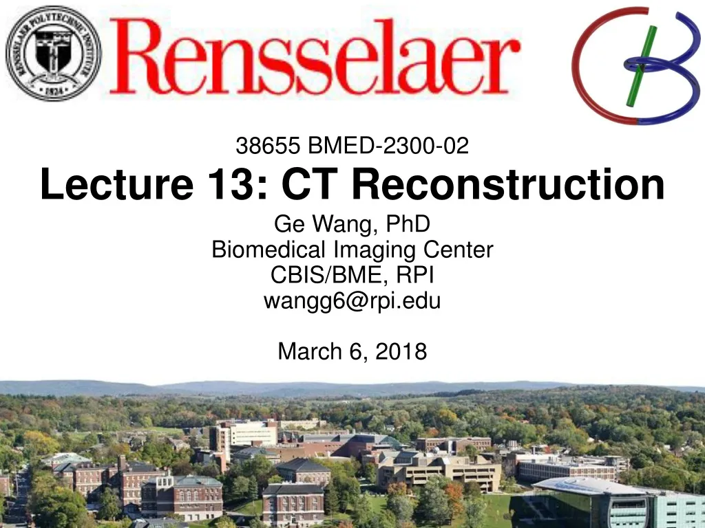 38655 bmed 2300 02 lecture 13 ct reconstruction n.