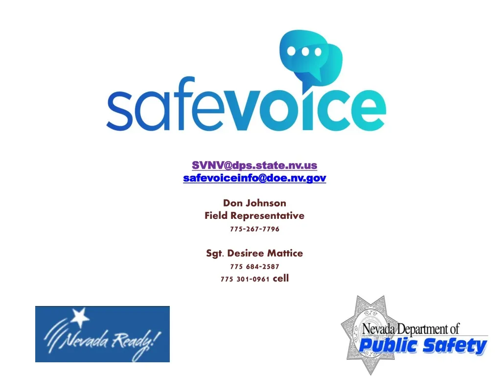 svnv@dps state nv us safevoiceinfo@doe n.