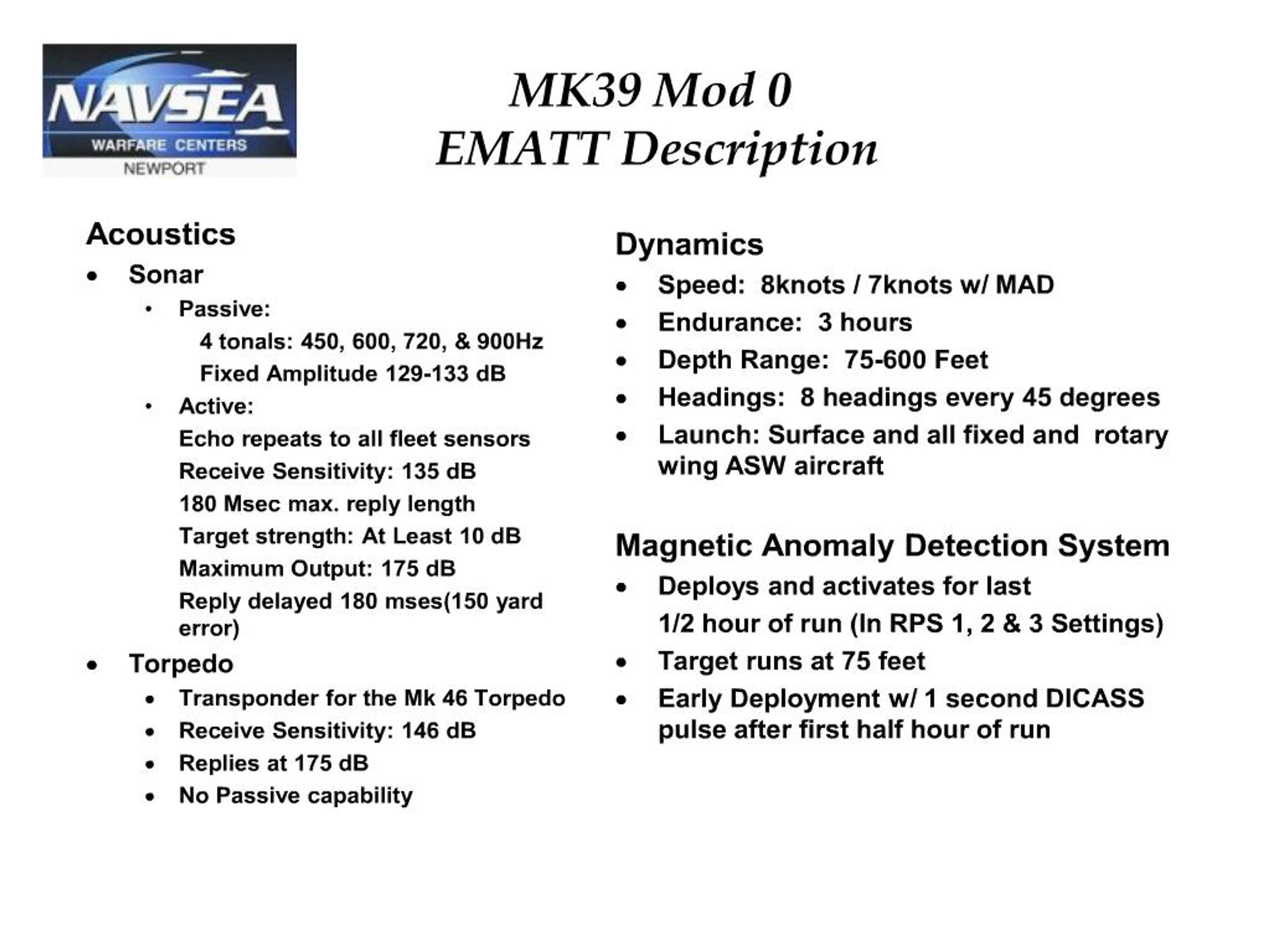 Ppt Mk 39 Expendable Mobile Asw Training Target Ematt Mod 0 Mod 1 Mod 1avs Mod 2 Powerpoint Presentation Id 158677