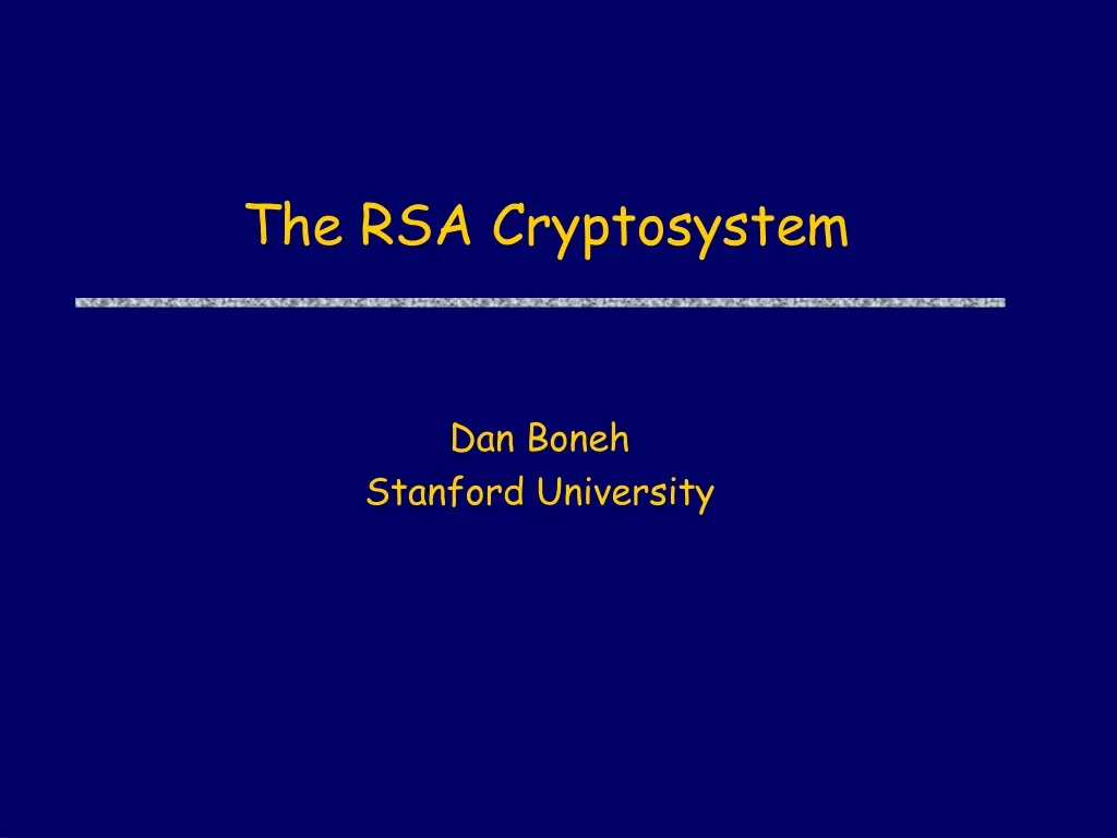 the rsa cryptosystem n.