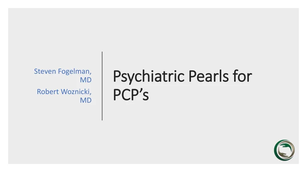 psychiatric pearls for pcp s n.