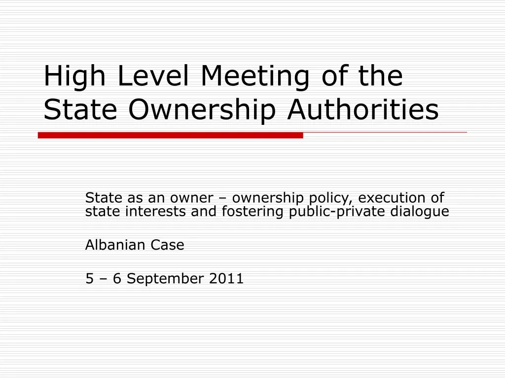 high level meeting of the state ownership authorities n.