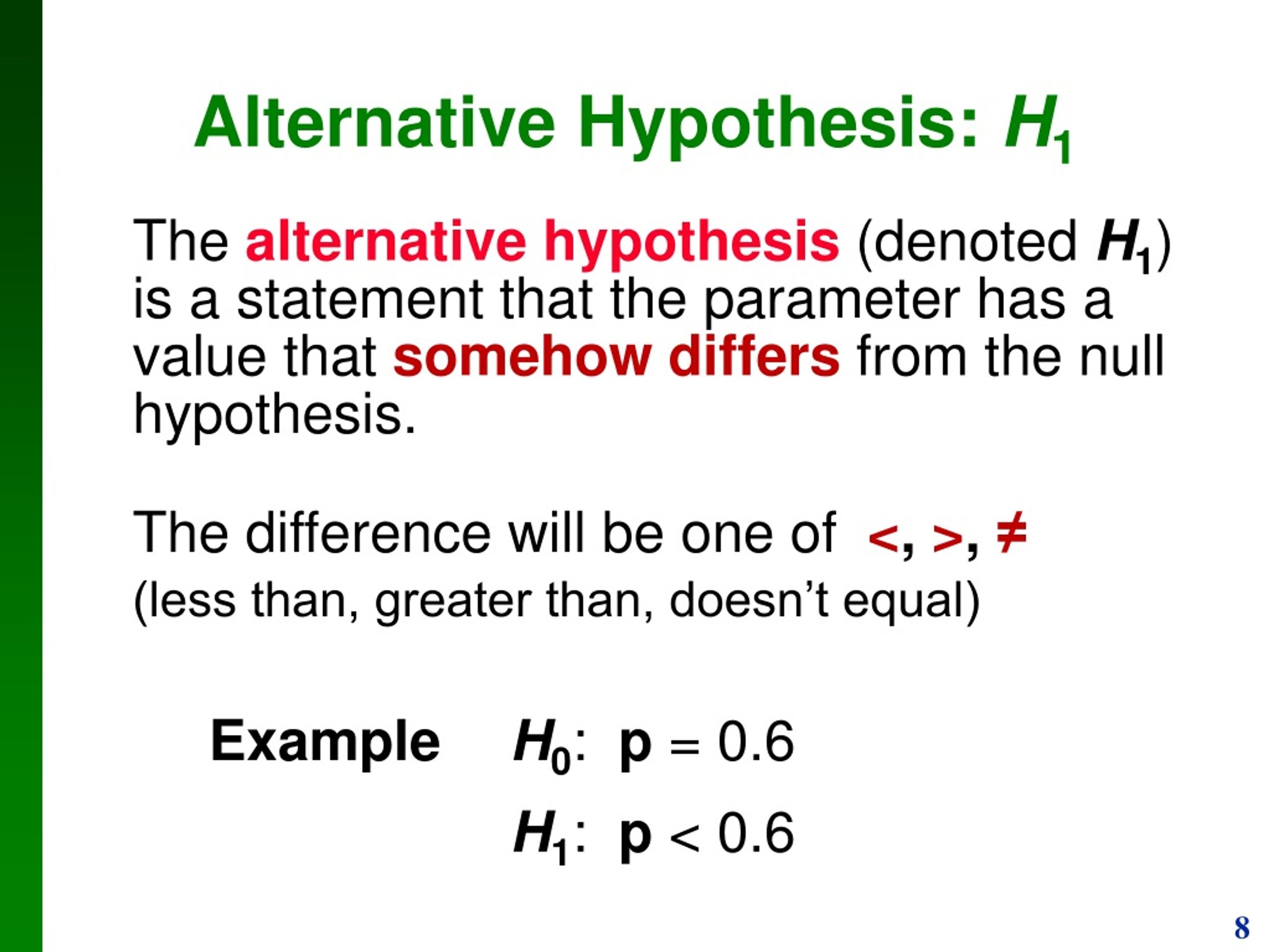 h1 alternative hypothesis