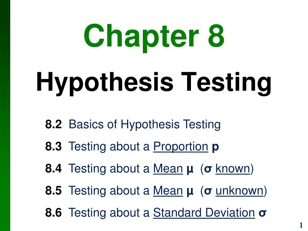chapter 8 hypothesis testing n.