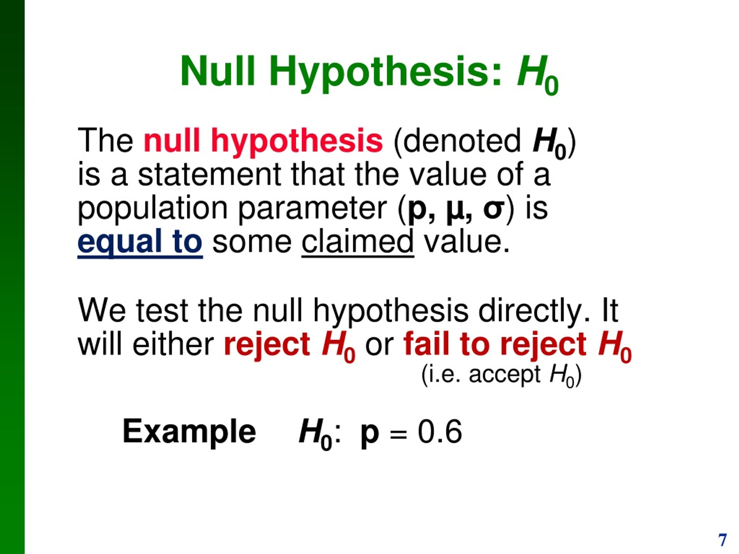h_0 hypothesis