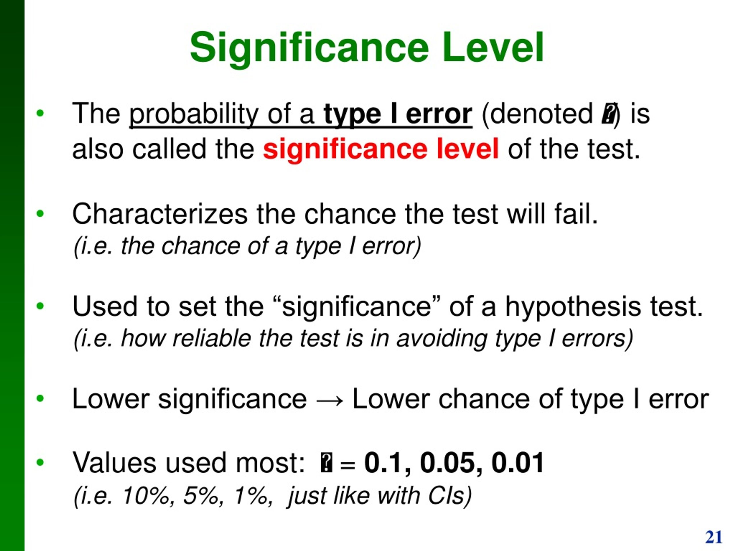 hypothesis test significance level