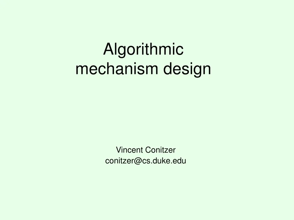 algorithmic mechanism design n.
