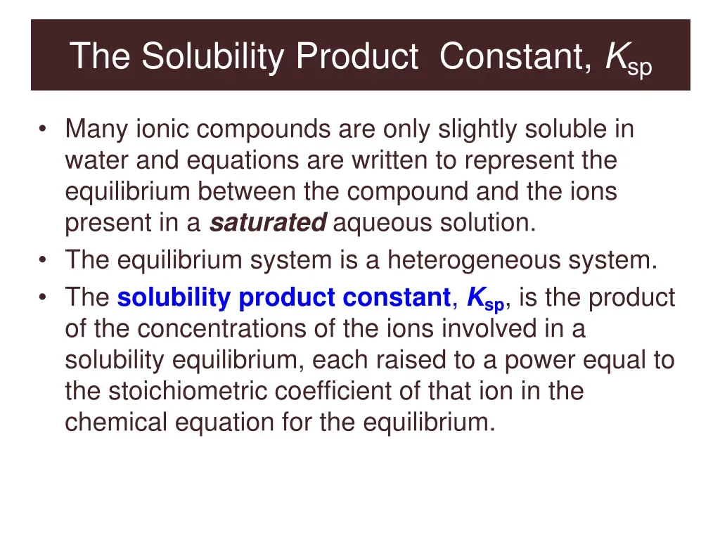 the solubility product constant k sp n.