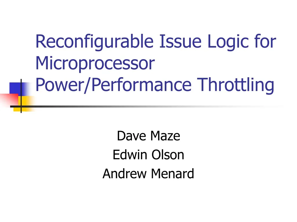 reconfigurable issue logic for microprocessor power performance throttling n.