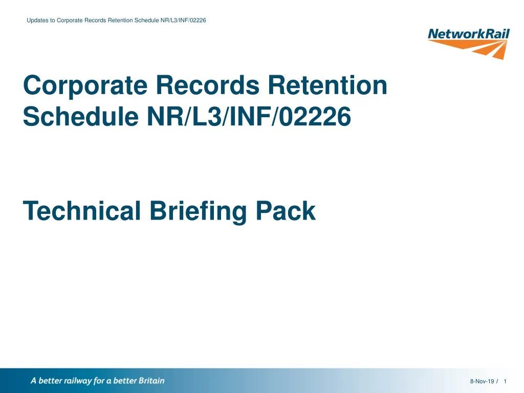 corporate records retention schedule nr l3 inf 02226 technical briefing pack n.