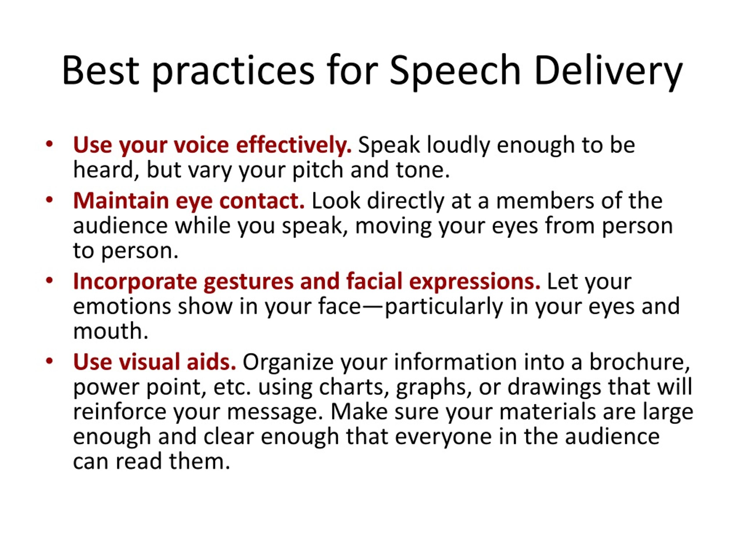 good speech delivery conveys