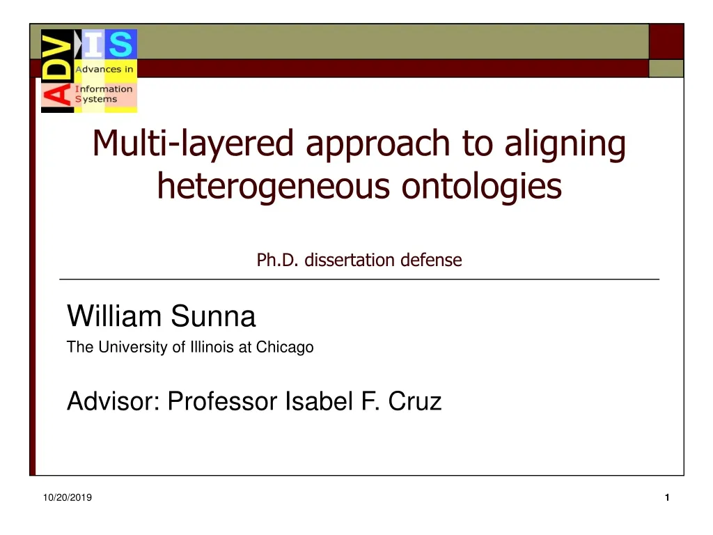 multi layered approach to aligning heterogeneous ontologies ph d dissertation defense n.