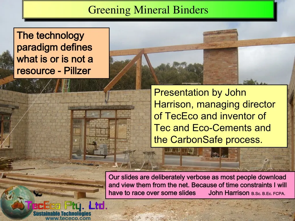 greening mineral binders n.