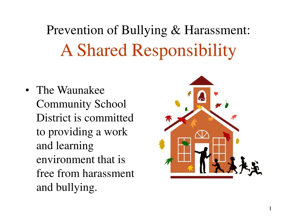 prevention of bullying harassment a shared responsibility n.