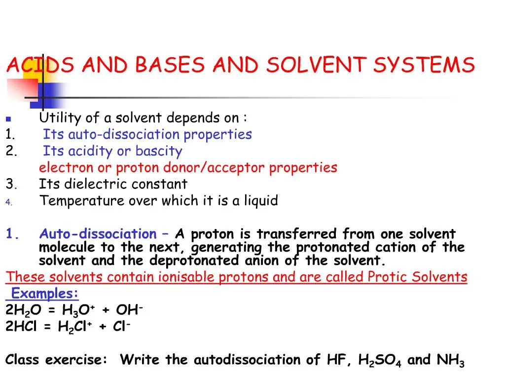 PPT ACIDS AND BASES AND SOLVENT SYSTEMS PowerPoint Presentation, free