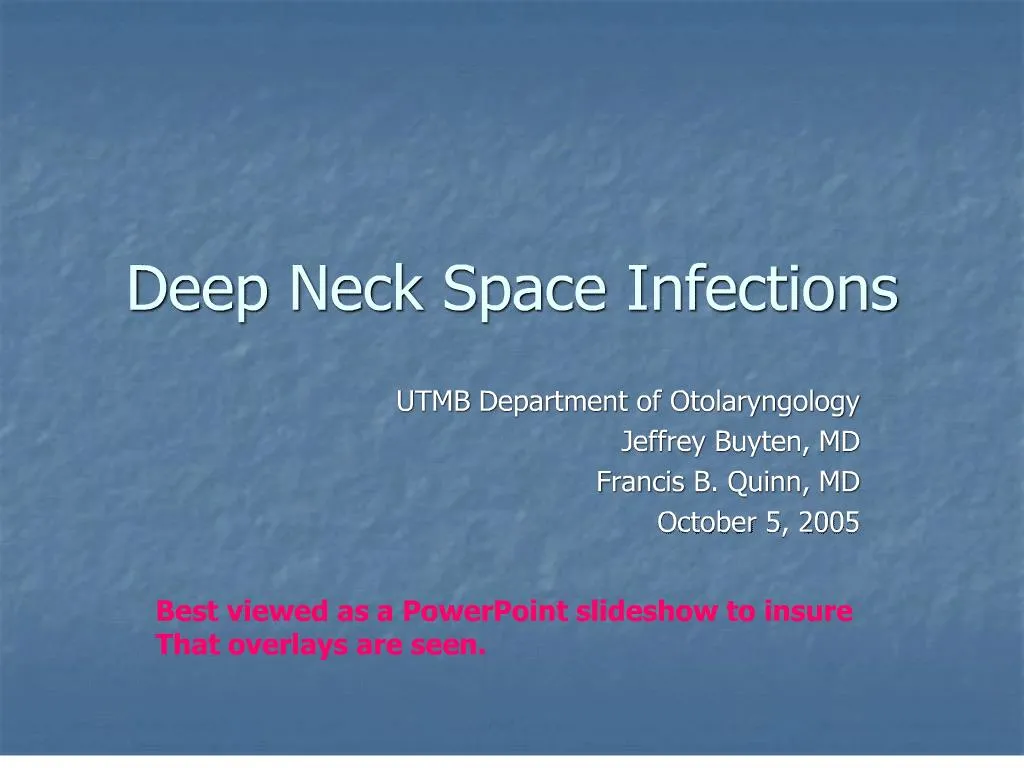 PPT - Deep Neck Space Infections PowerPoint Presentation, free download ...