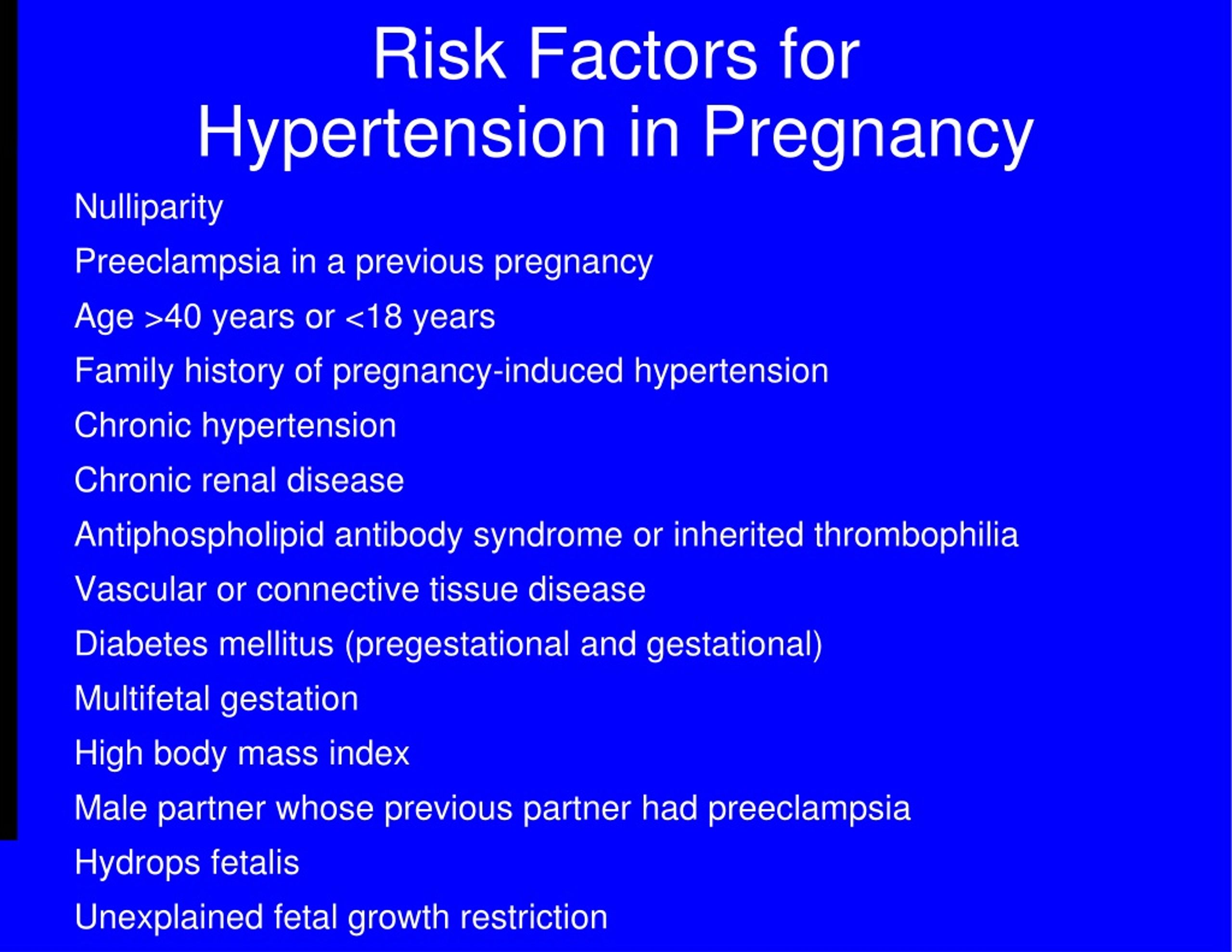 hypertension and pregnancy risks)