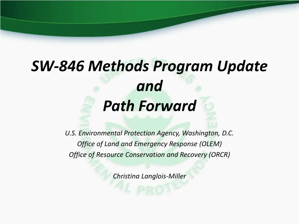 PPT SW846 Methods Program Update and Path Forward PowerPoint