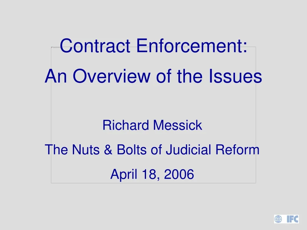 contract enforcement an overview of the issues n.
