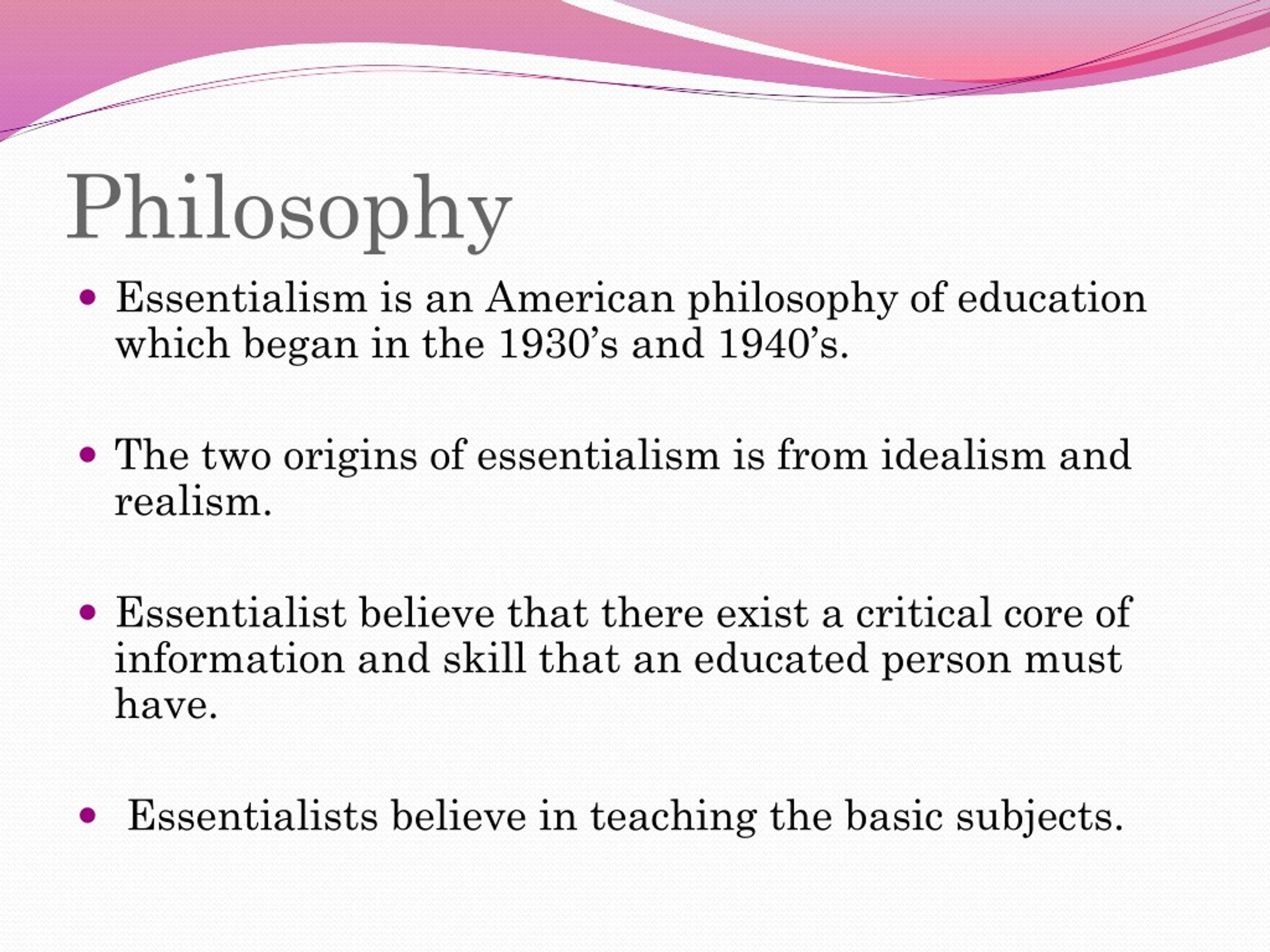 what is the strongest criticism of essentialism in education