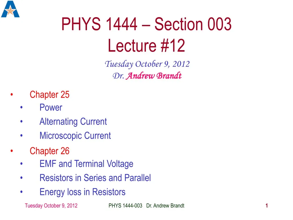 phys 1444 section 003 lecture 12 n.