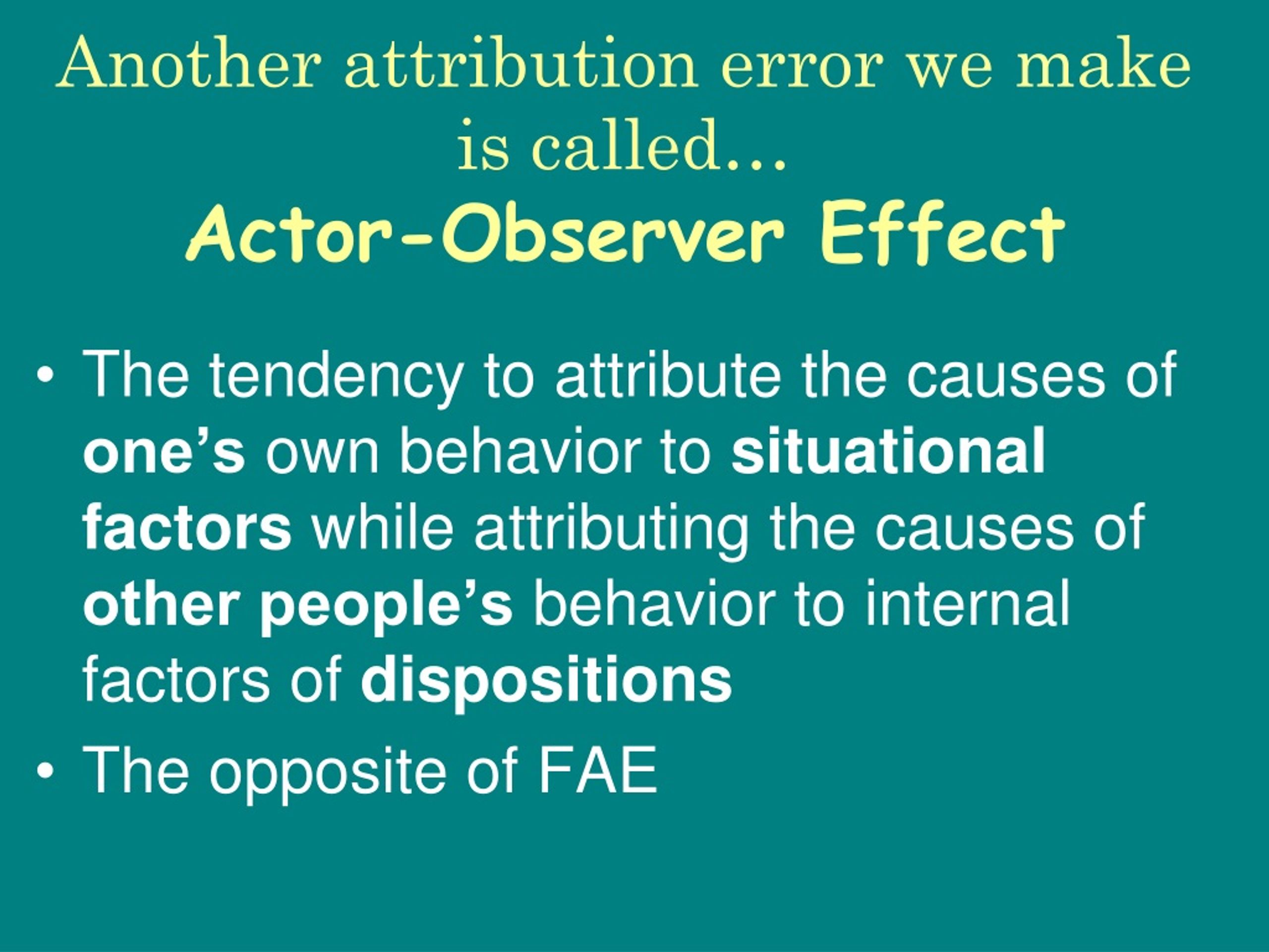 fundamental attribution error actor observer bias